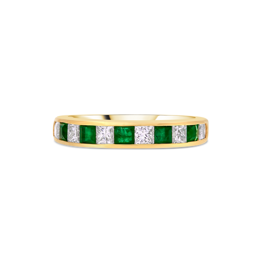 18ct Emerald and Diamond Channel Eternity Ring