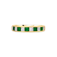 18ct Emerald and Diamond Channel Eternity Ring