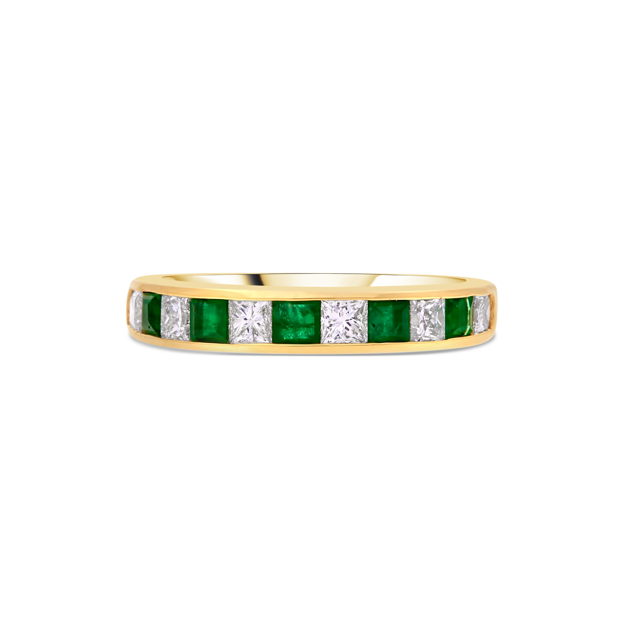 18ct Emerald and Diamond Channel Eternity Ring