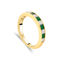 18ct Emerald and Diamond Channel Eternity Ring