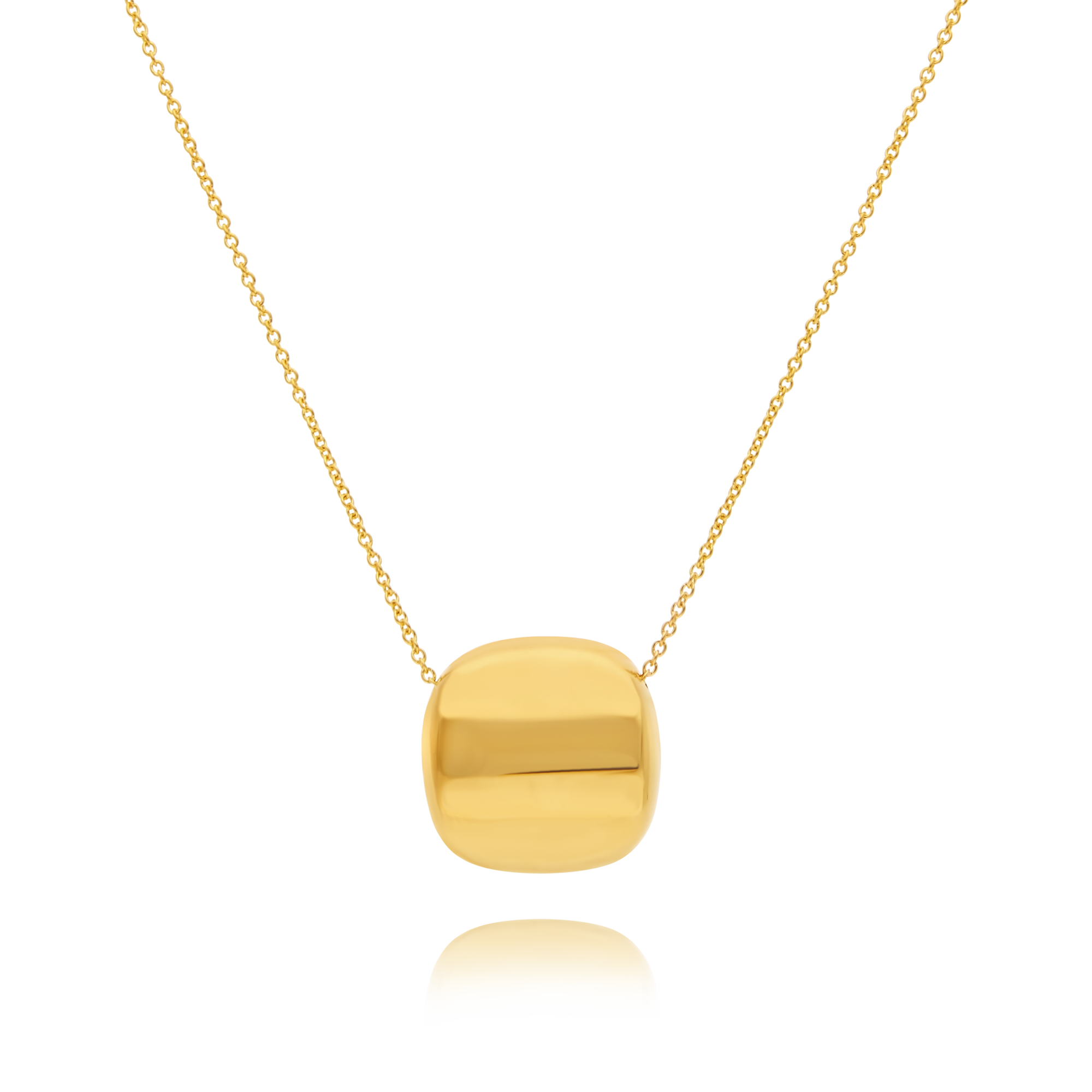 18ct Yellow Gold Square Bead on 17-inch Chain