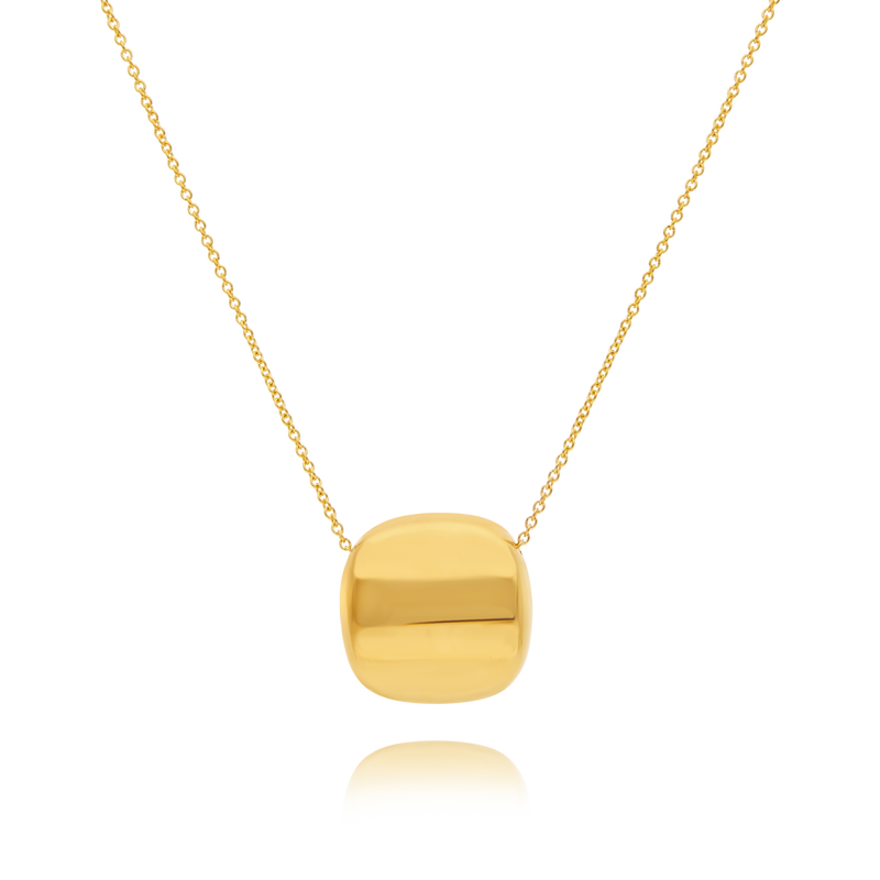 18ct Yellow Gold Square Bead on 17-inch Chain