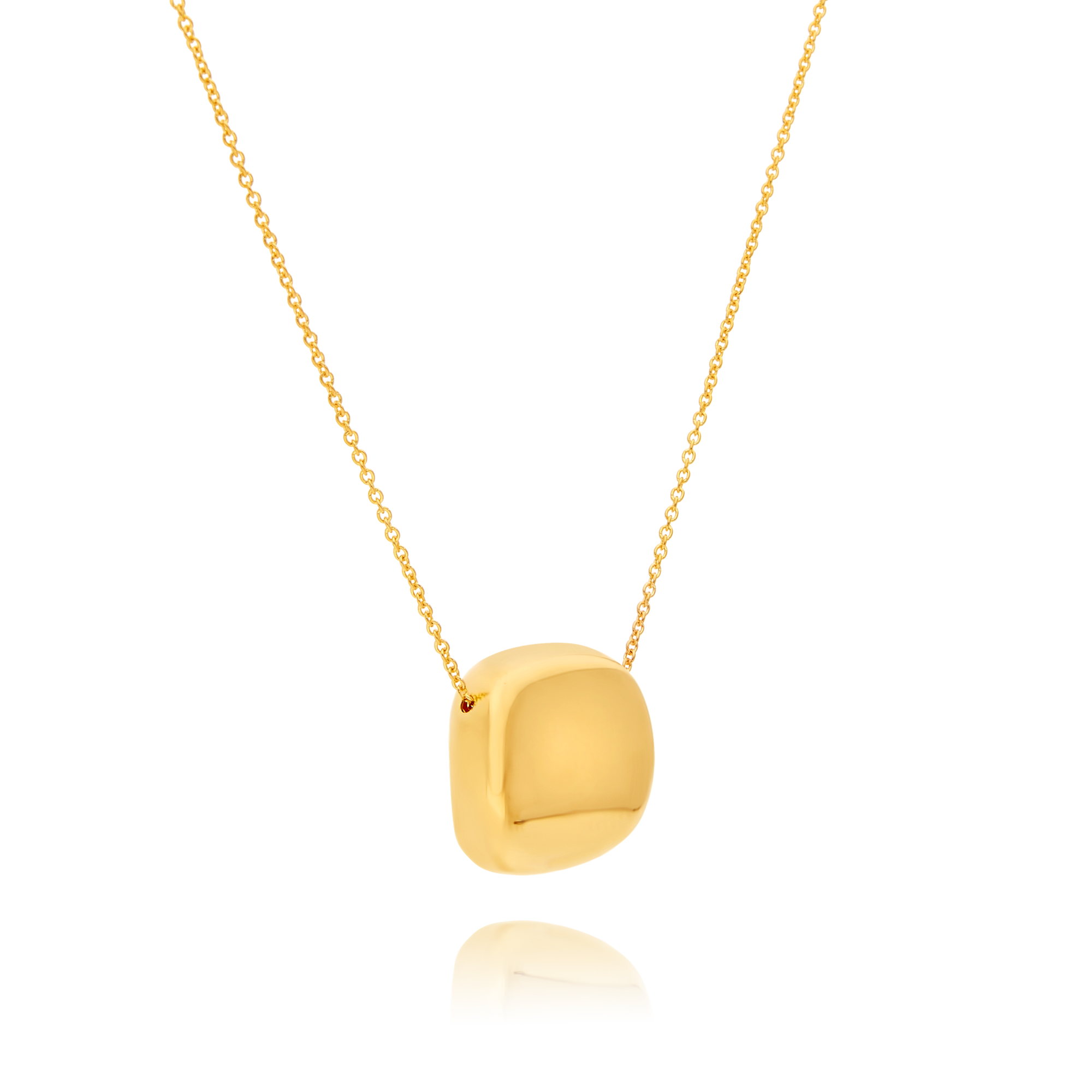 18ct Yellow Gold Square Bead on 17-inch Chain