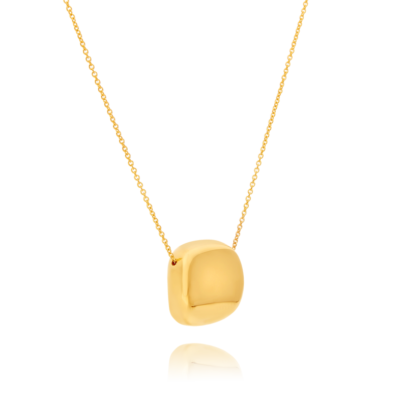 18ct Yellow Gold Square Bead on 17-inch Chain