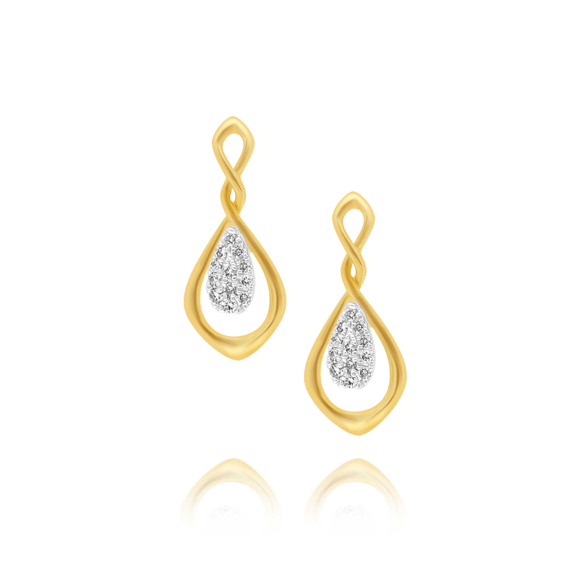 Gold and Diamond Earrings with Small Drop