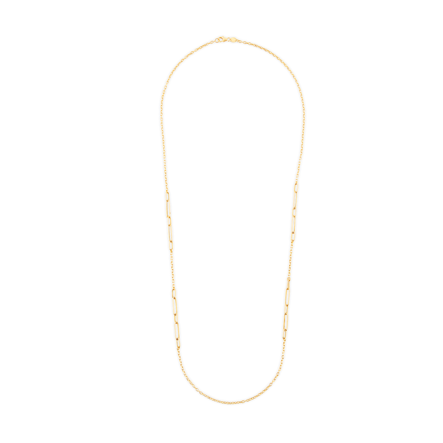 Long 9ct Oval and Belcher Necklace