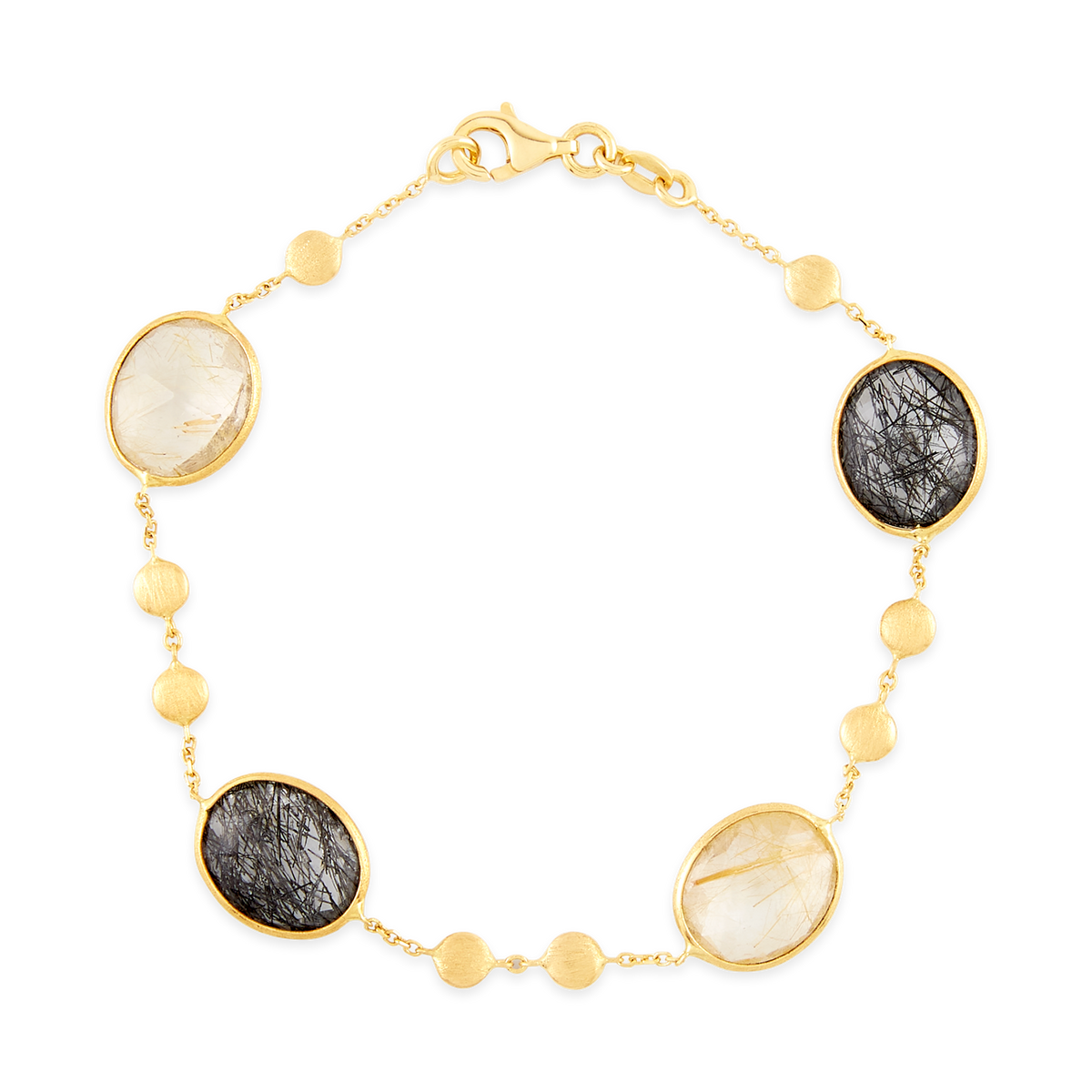 14ct gold quartz bracelet featuring a polished gold band and a central quartz gemstone, crafted by Appleby Jewellers Dublin.