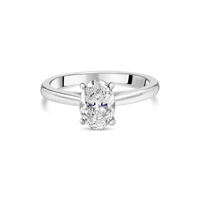 Diamond oval engagement ring with a sleek band from Appleby Jewellers Dublin, showcasing detailed craftsmanship and sparkling stones.
