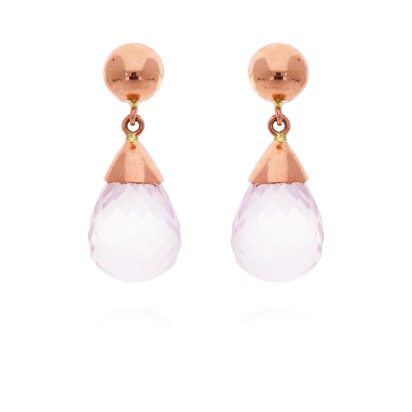 Rose Quartz Drop Earrings in 9ct Rose Gold