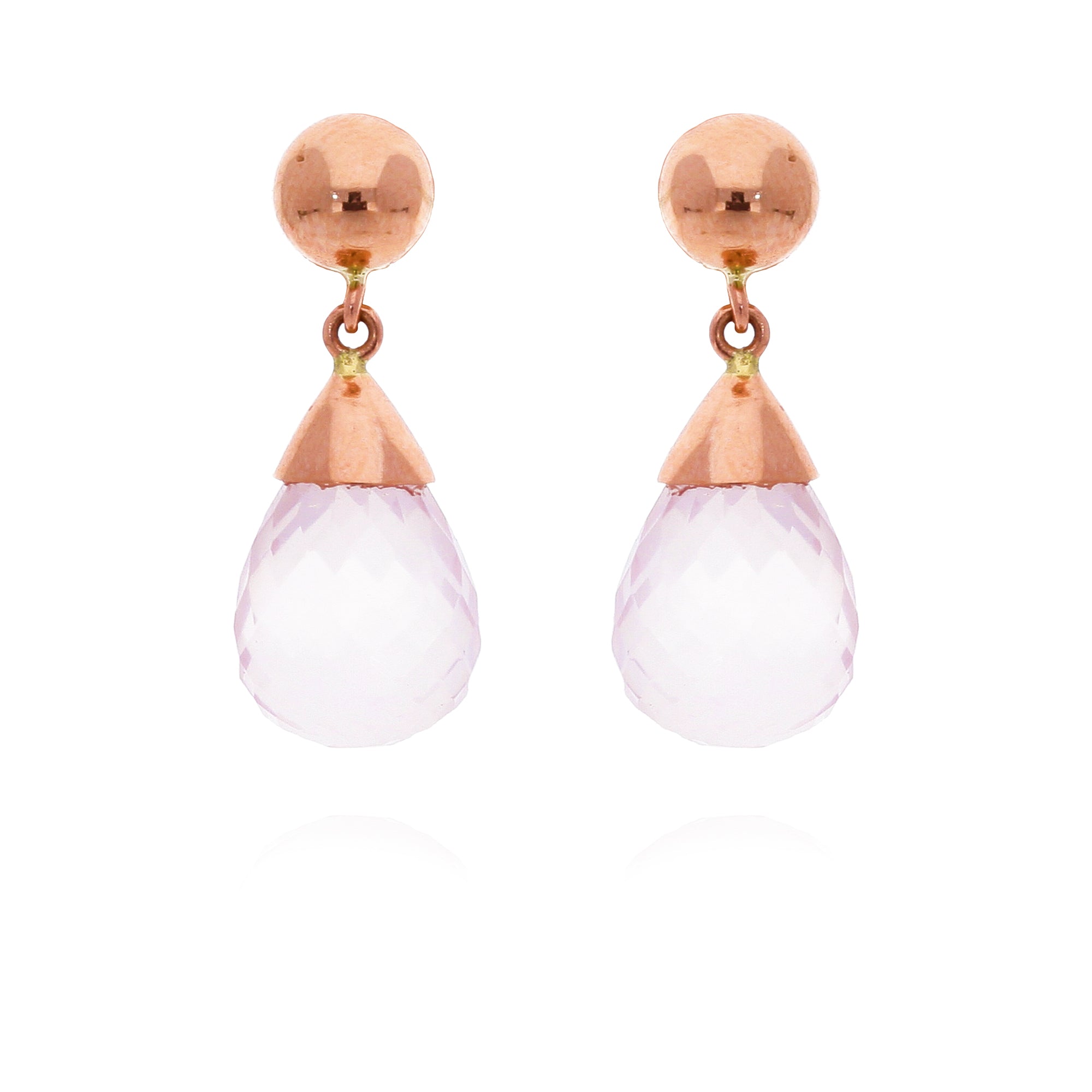 Rose Quartz Drop Earrings in 9ct Rose Gold