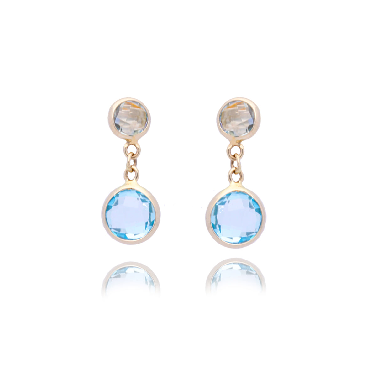 Light Blue Topaz Drop Earrings in 9ct Yellow Gold