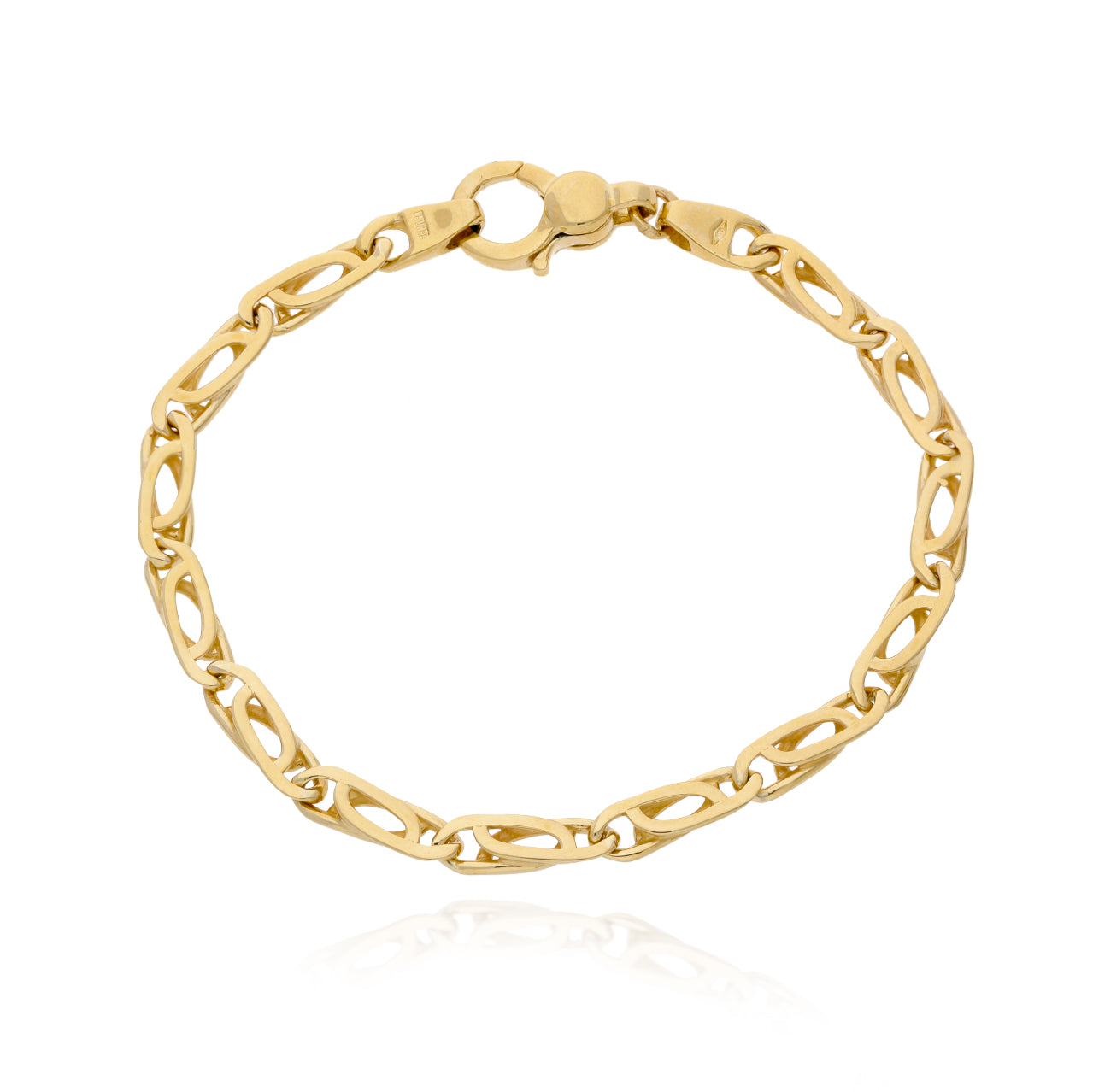 Flat Double Oval Yellow Gold Bracelet