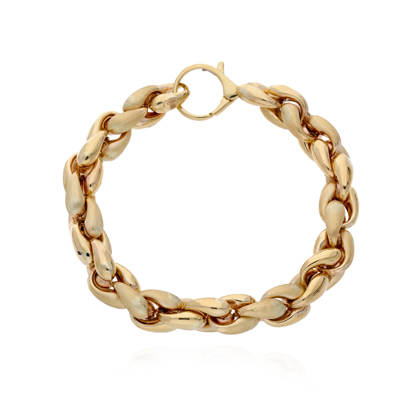 Matte and Polished Interval Rope Bracelet in Yellow Gold