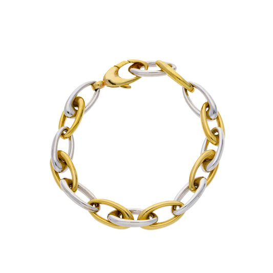 Yellow and White Gold Oval Interval Bracelet