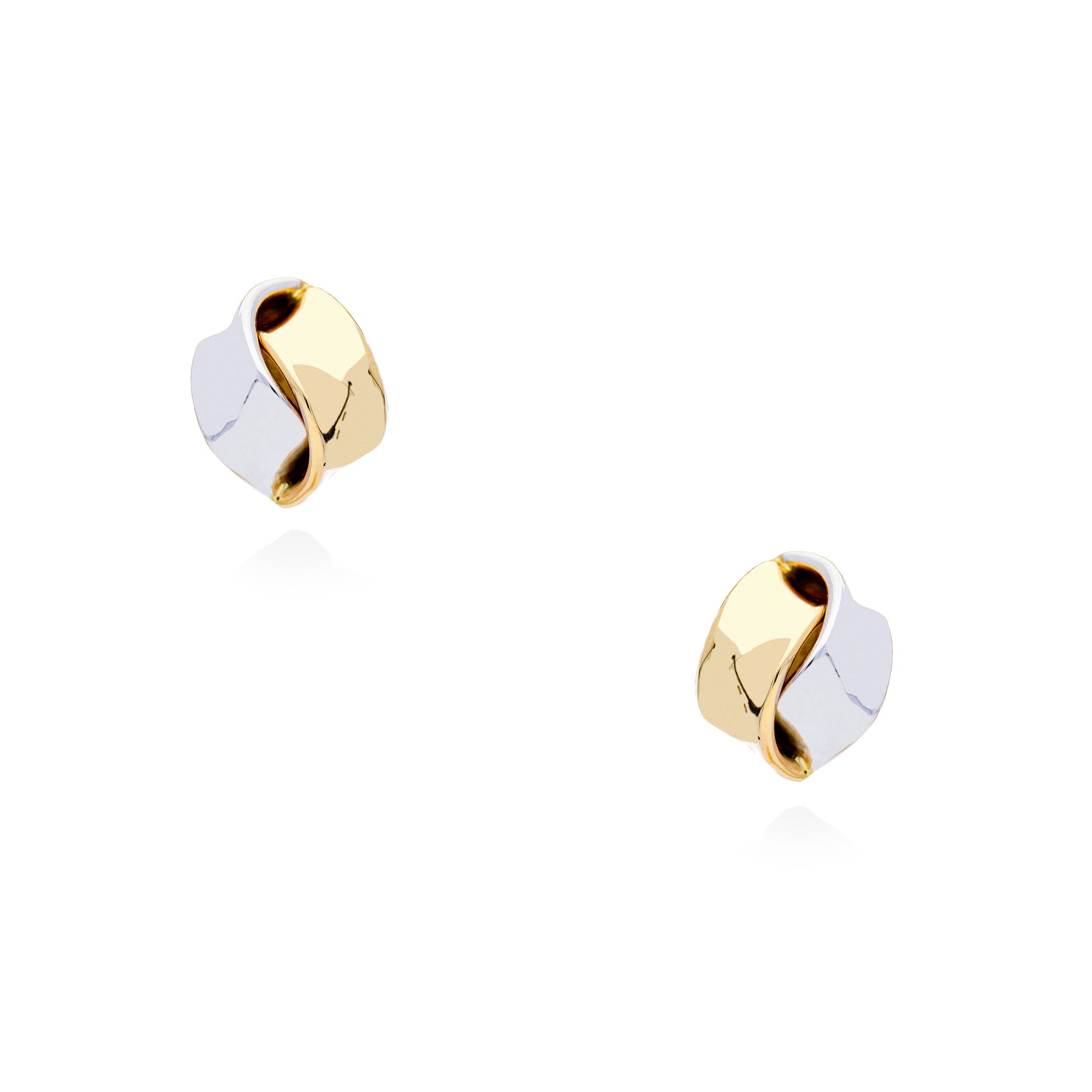 Two-Tone Gold Ribbon Twist Large Stud Earrings