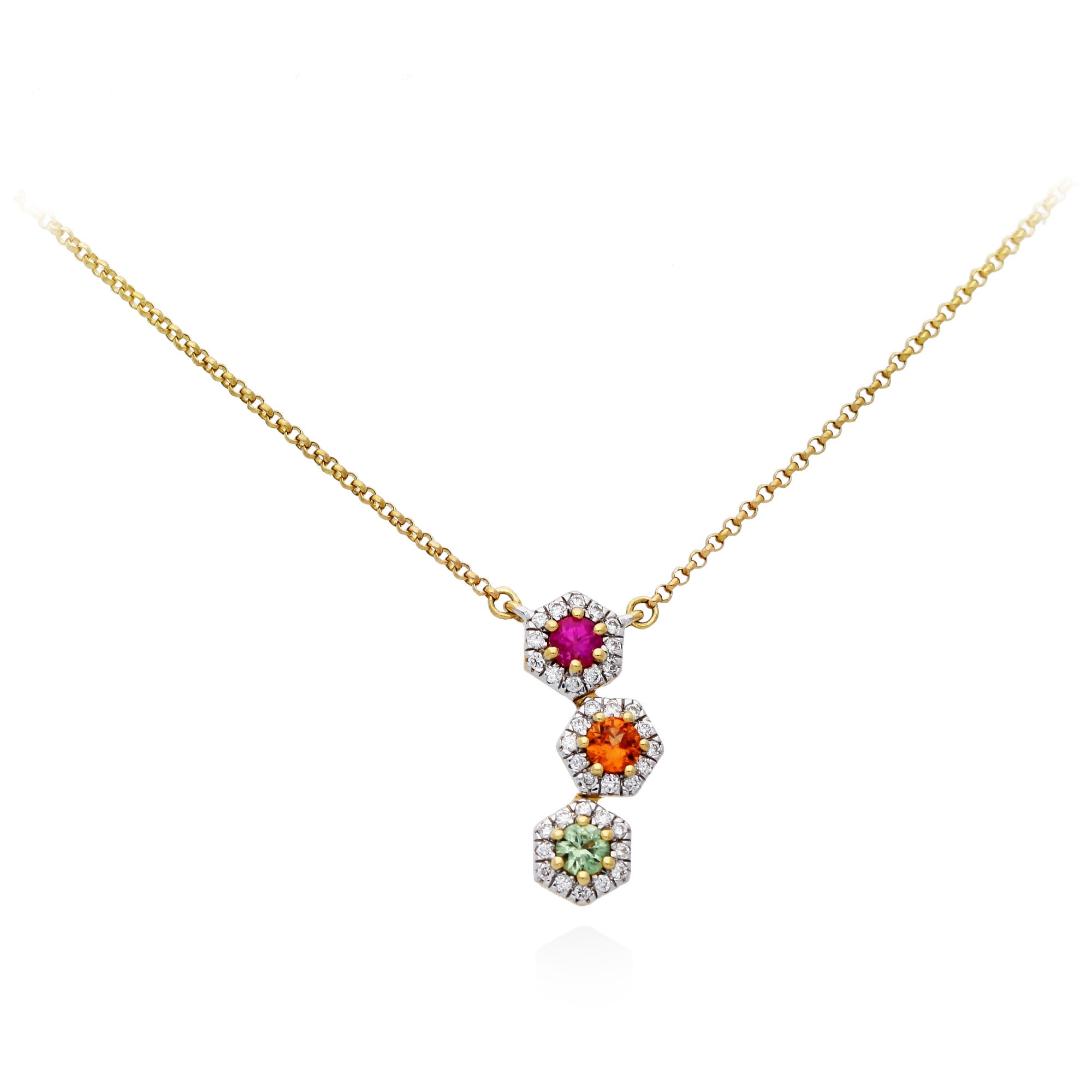 Multicoloured Sapphire and Diamond Pendant