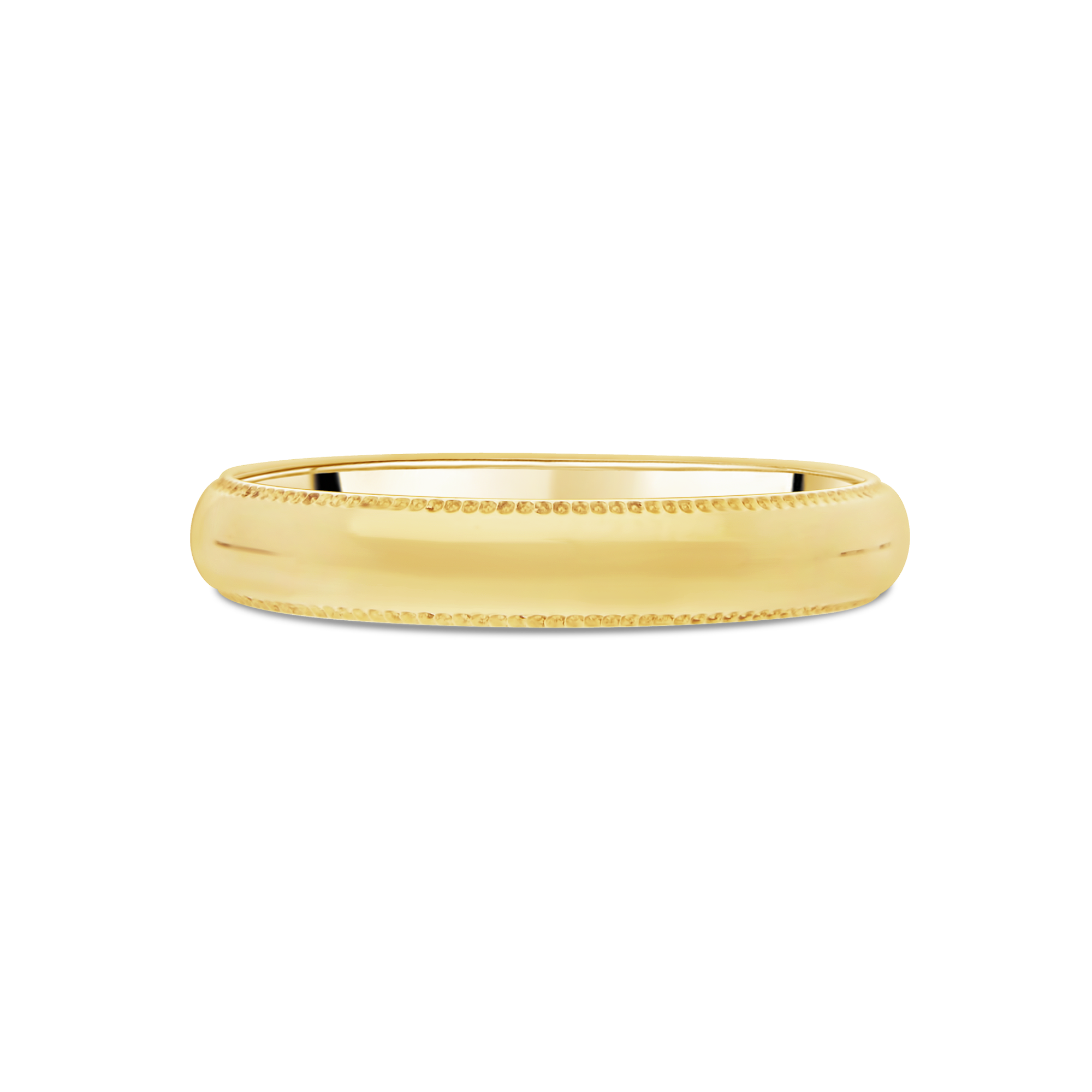 Classical 18ct Yellow Gold 4mm Gents Wedding Band with milgrain edge