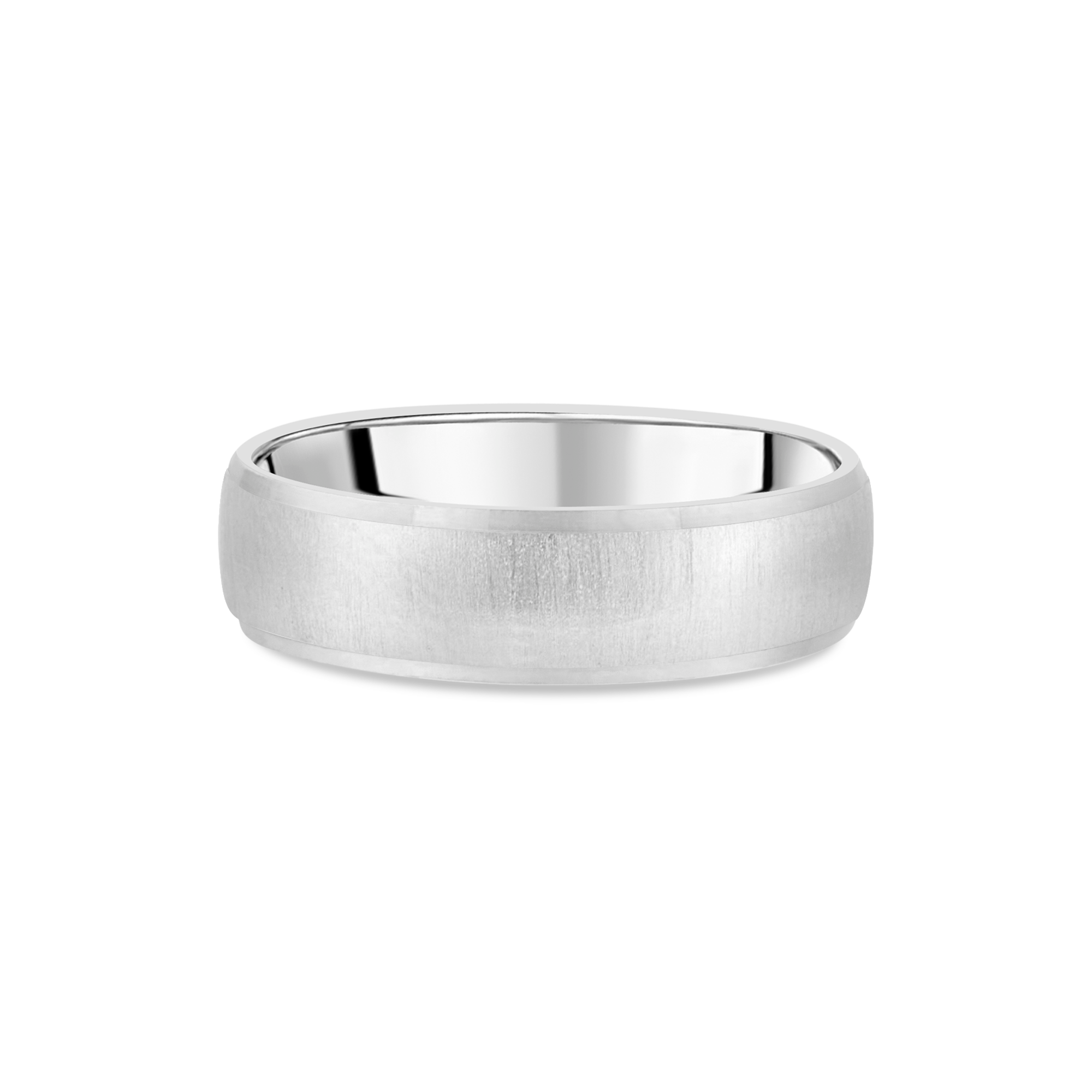 Brushed White Gold Gents Wedding Ring