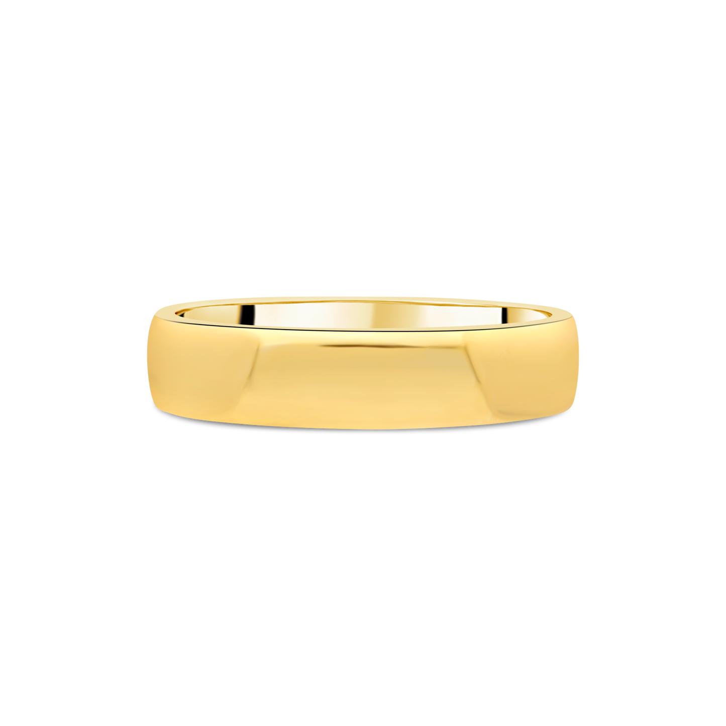 Yellow Gold 5mm D-Shaped Gents Wedding Band