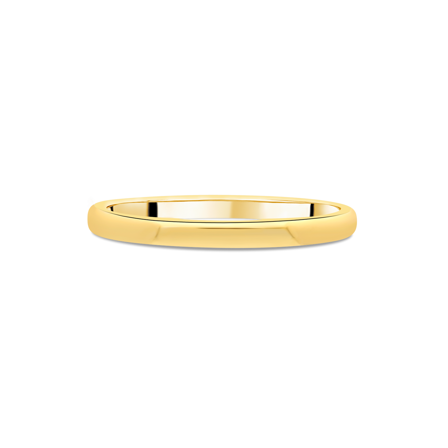 Yellow Gold 2mm D-Shaped Ladies Wedding Band