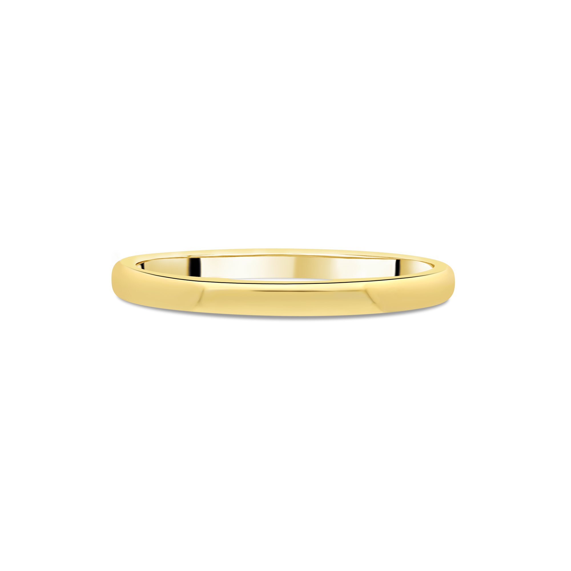 Yellow Gold 2mm D-Shaped Ladies Wedding Band
